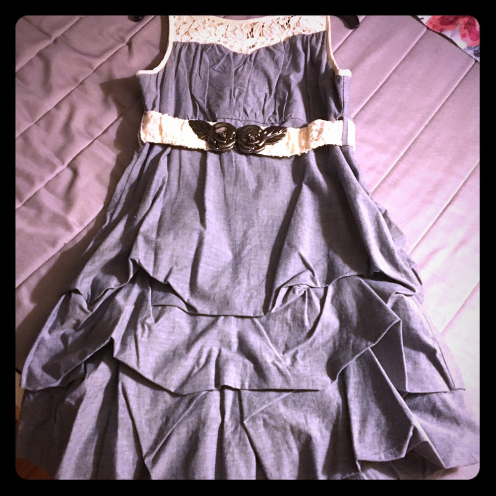 Lace White and Gray Dress
