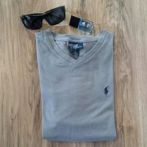 Polo Ralph Lauren Mens V-neck Shirt Medium Gray