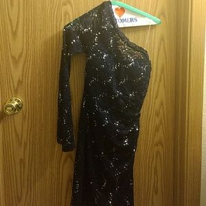 Midnight blue dress. One sleeve