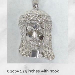 Silver and diamond Jesus pendant