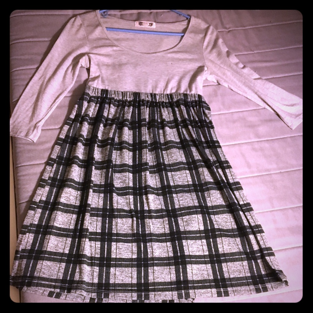 Studious Gray Plaid Dress