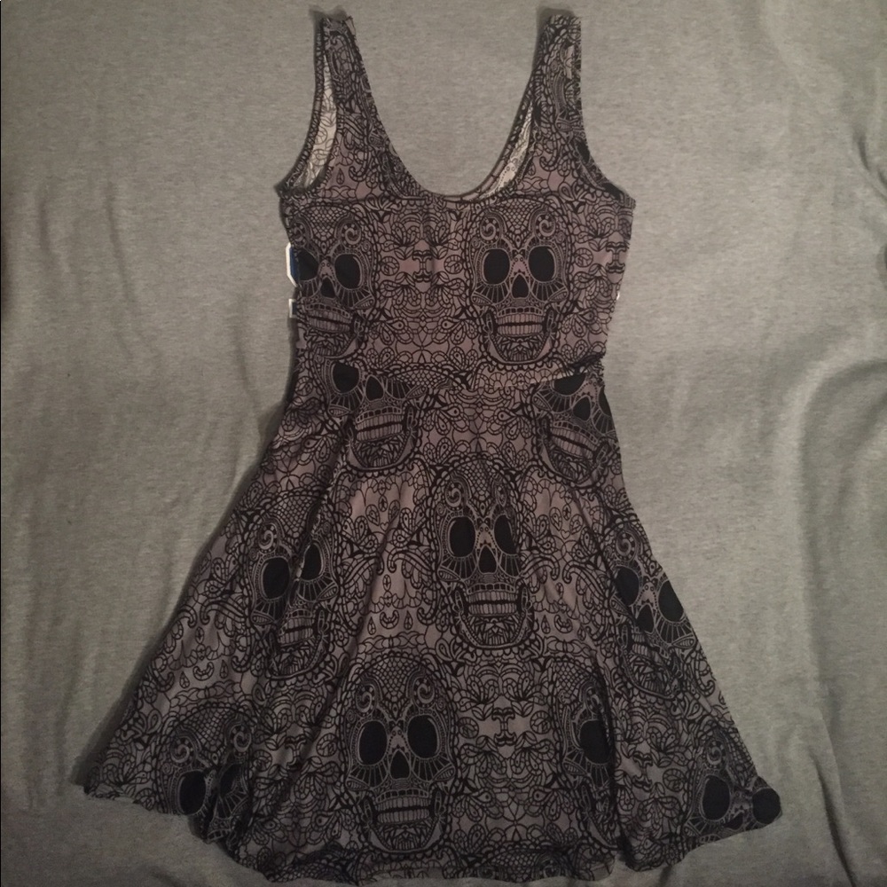 Grey Sugar Skull Casual Dress