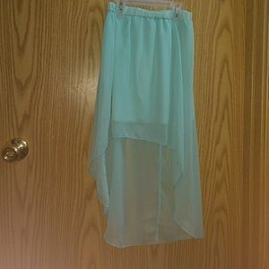 Mint green high low skirt