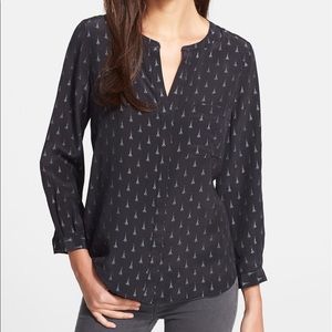 Joie XS Eiffel Tower Silk black blouse