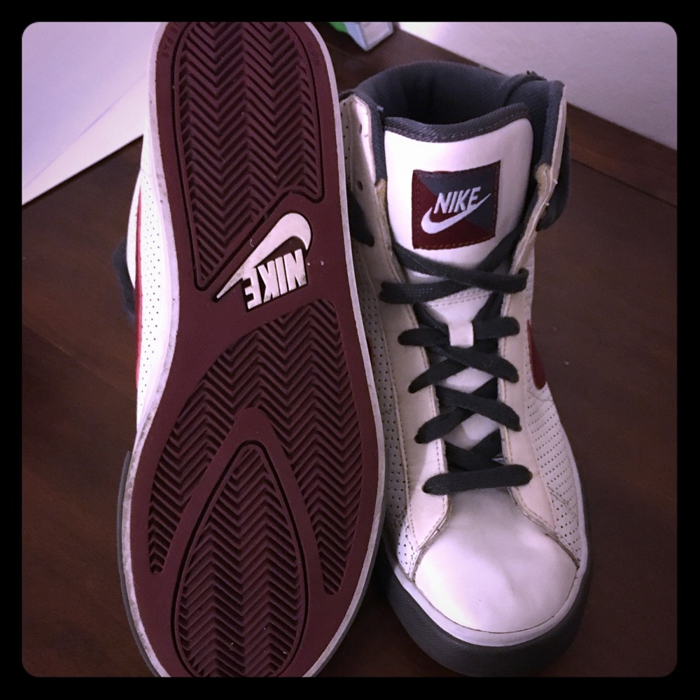 White  and Grey Nikes with red soles