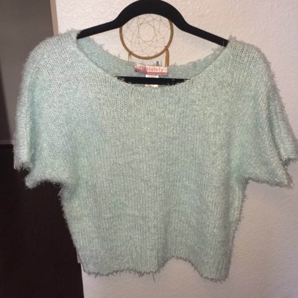 Fuzzy crop top sweater