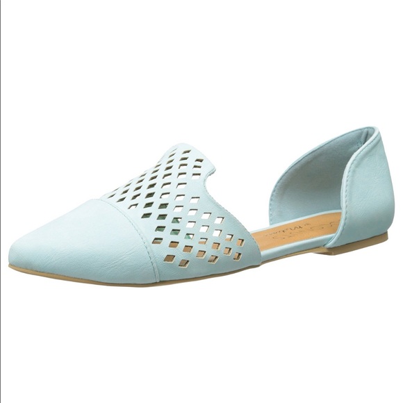 NIB Turquoise Ski Laser Cut Ballet Classic Flats - Picture 4 of 6