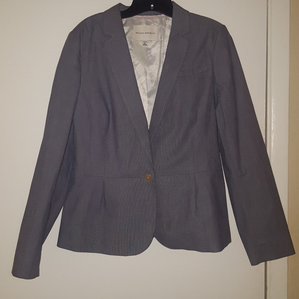 Banana Republic Plaid Blue & White Blazer