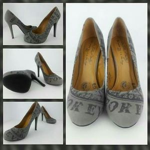 Ed Hardy "vintage ink" heels