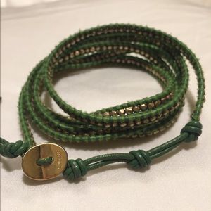 Chan Luu Gold Nugget Wrap Leather Bracelet