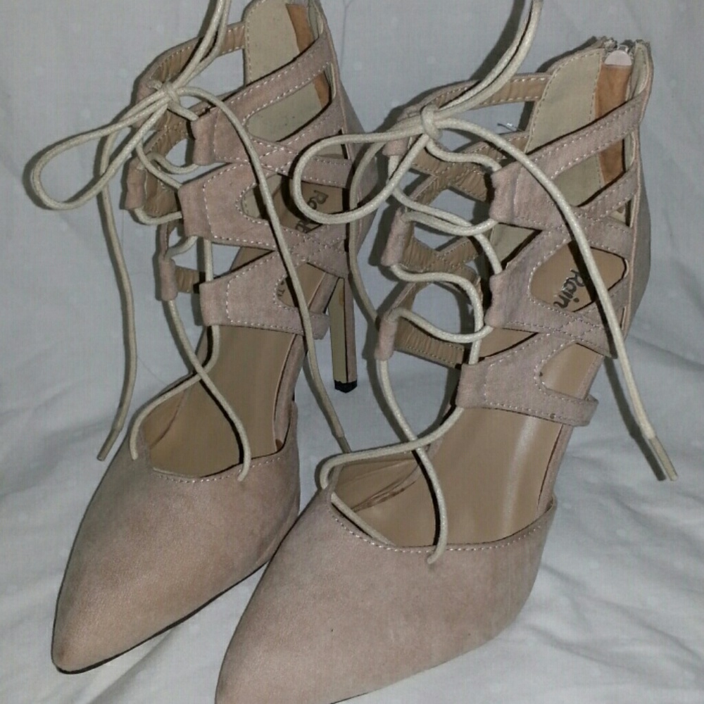 Brand New Beige Lace Up Heels