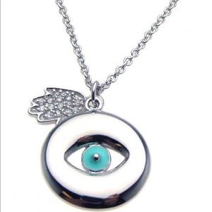 925 sterling silver rhodium eye hamsa necklace