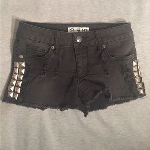 Studded Lightning Bolt Cut Off Shorts