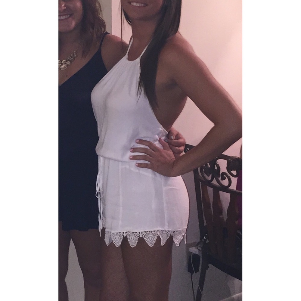 White lace halter romper