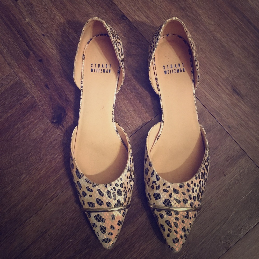 Stuart Weitzman D'Orsey Flats in Snakeskin Leopard