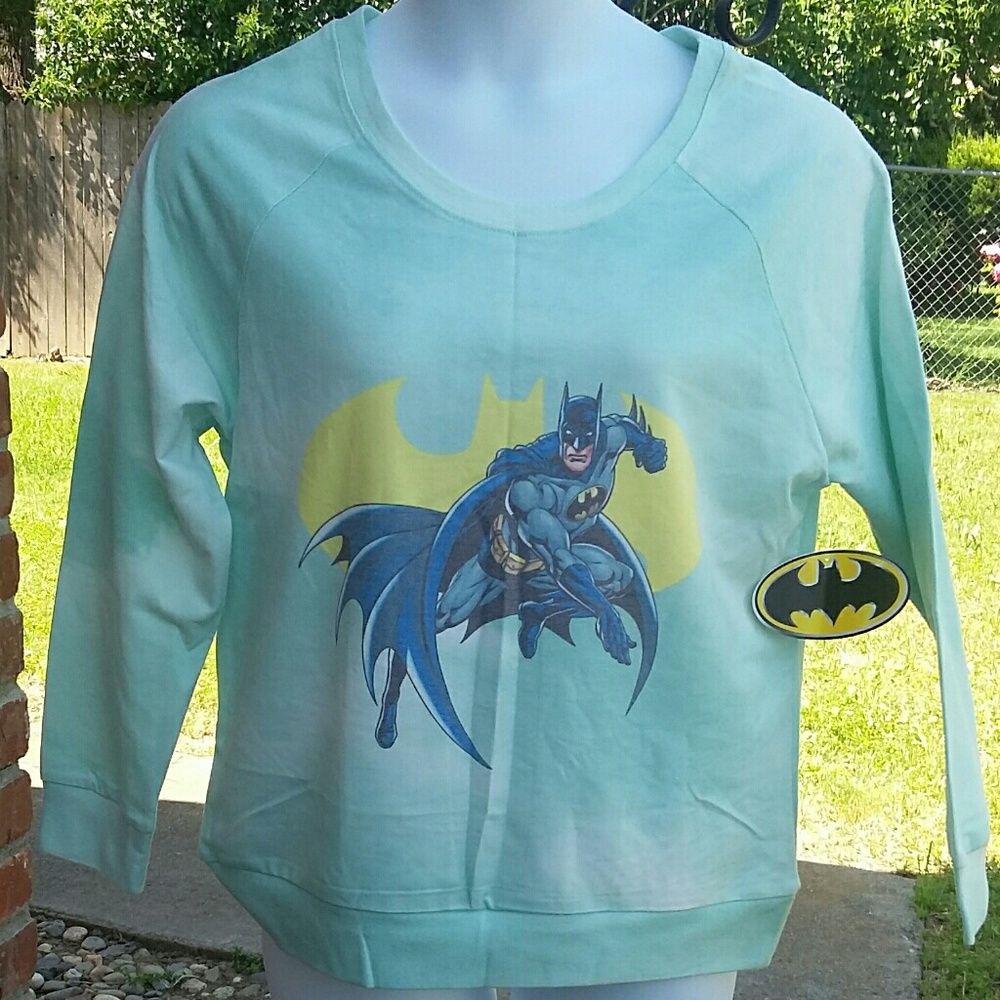Teal batman crop sweatshirt
