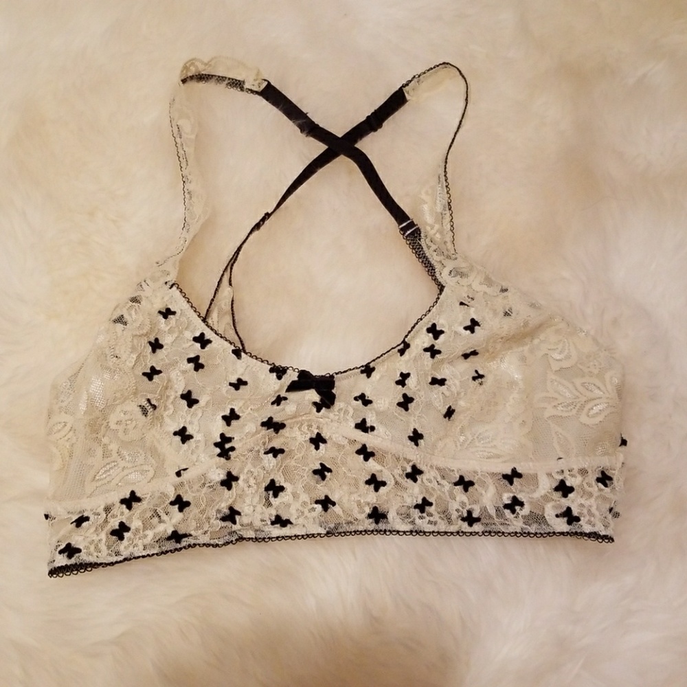 Free people cream and black bra