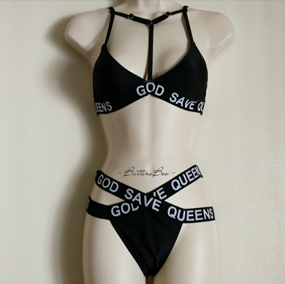 GOD SAVE QUEENS Black Bandage Bikini - Picture 2 of 6