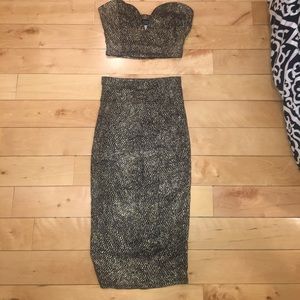 Two-Piece Gold and Black Dress Set