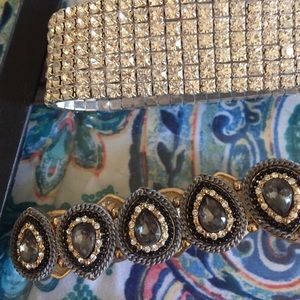 Jewelry - 2 blingy bracelets and one black stone ring Jewelry - 2 blingy bracelets and one black stone ring