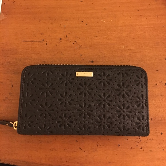 kate spade Handbags - Perforated Black Kate Spade Wallet NWOT