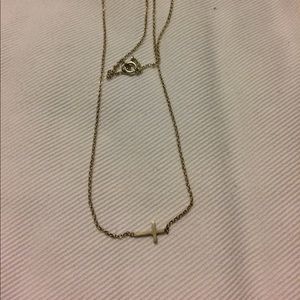 Dogeared silver sideways cross necklace