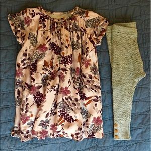 Zara floral dress & Zara heather gray leggings