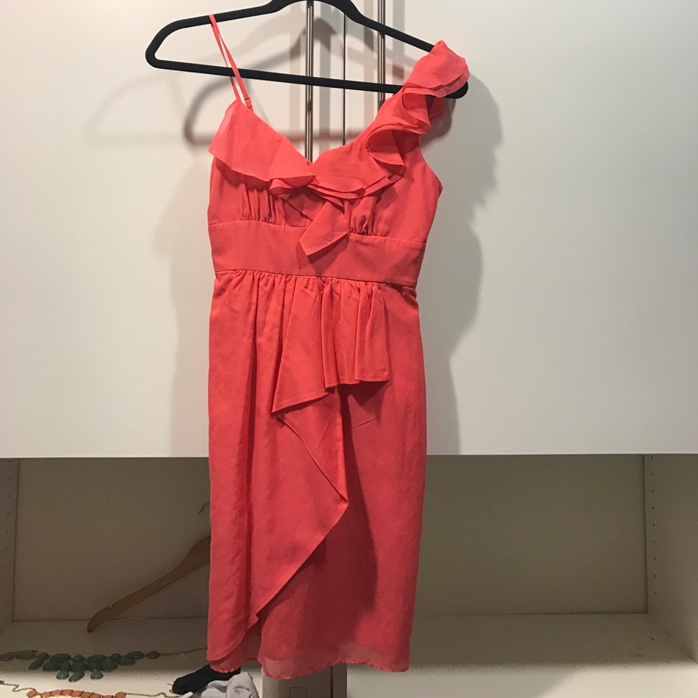 Coral one shoulder dress