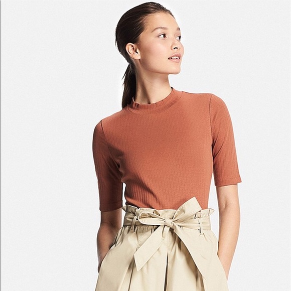 (3 shirts) Uniqlo Ribbed High Neck Half T-Shirts