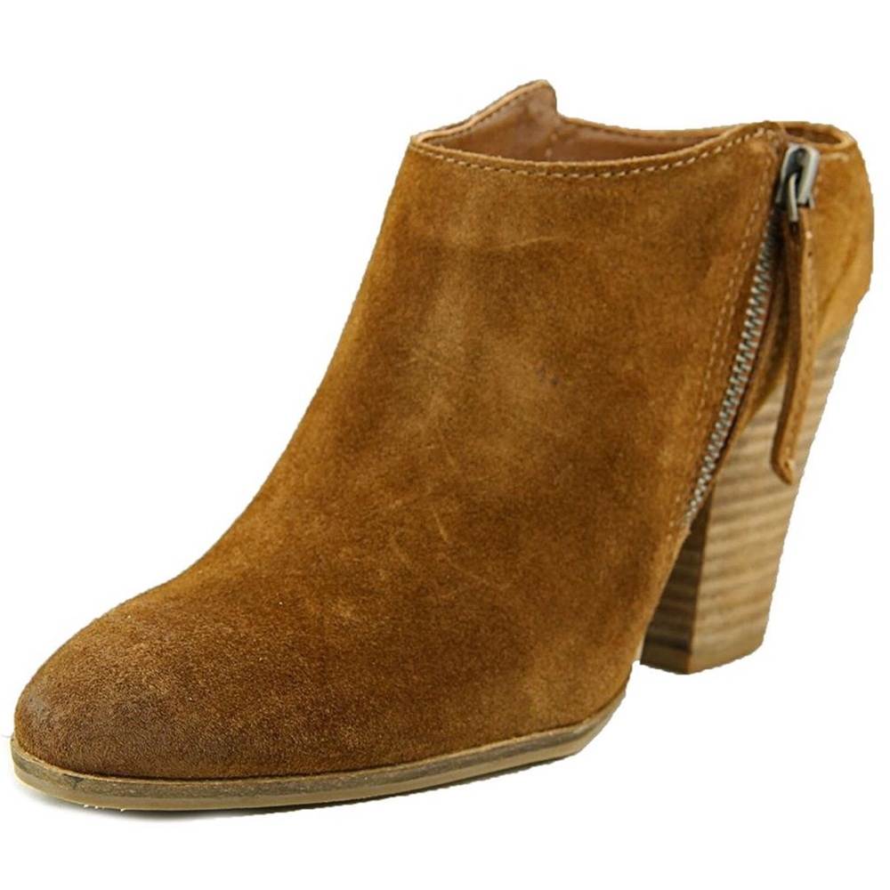 Rust Cognac Leather Closed Toe Mule Clog Bootie - Picture 3 of 5