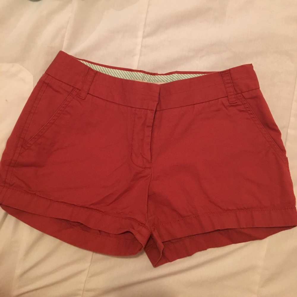 J crew deep red chino shorts