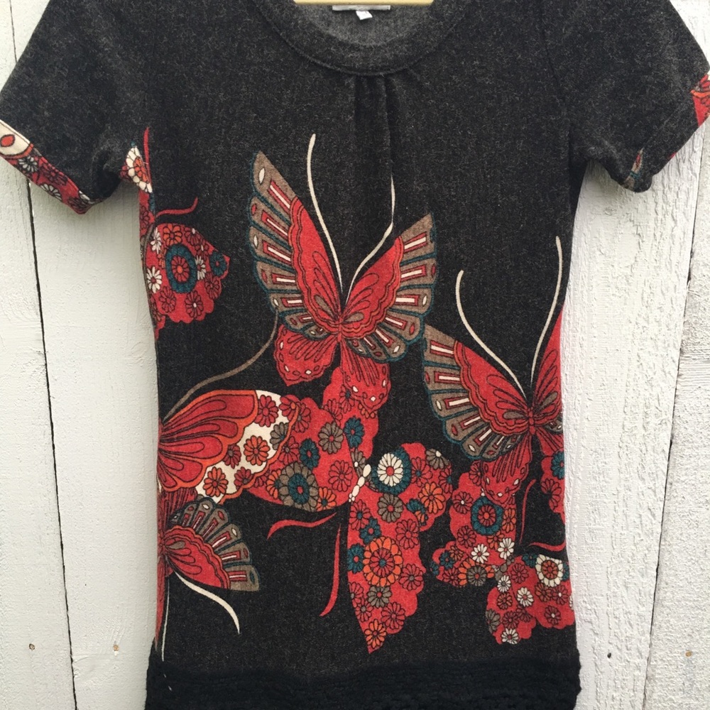 Adore Anthropologie butterfly sweater dress