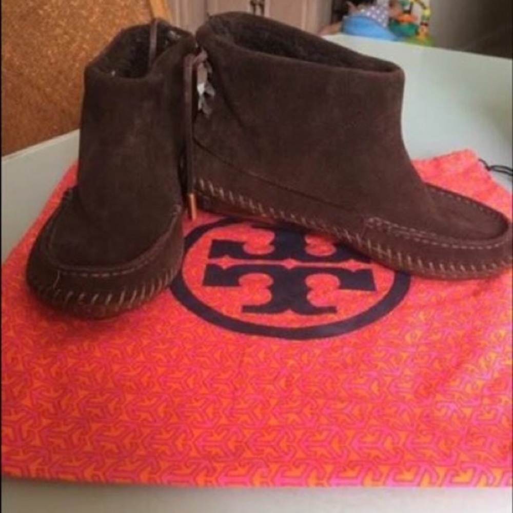 Tory burch moccasine ankle boots
