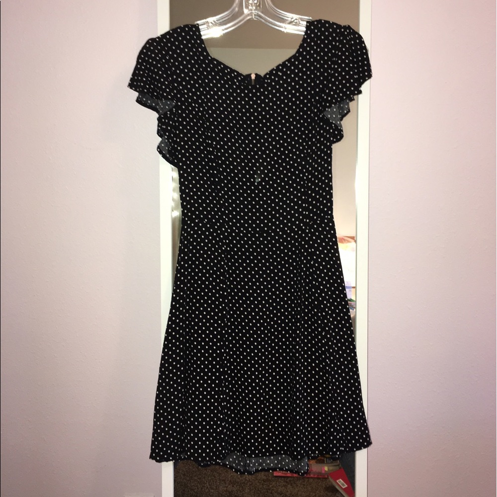 Black polka dot semi-formal dress