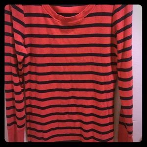 Orange and Navy blue striped sweater