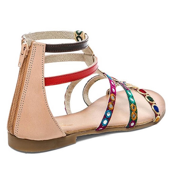 Embroidered Mirrored Boho Chic Sandals - Picture 3 of 6