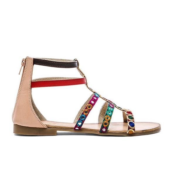 Embroidered Mirrored Boho Chic Sandals - Picture 4 of 6