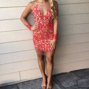 FOR LOVE & LEMONS Luau Lace Mini Dress in Red❤