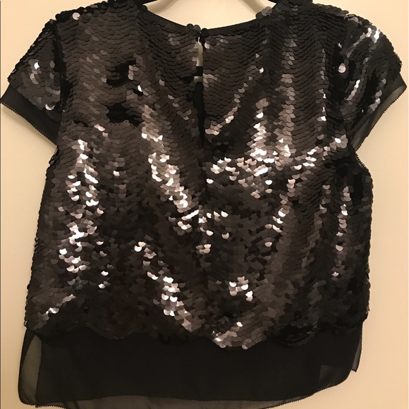 Bcbg maxazaria brand NWT black sequin/sheer top - Picture 2 of 3