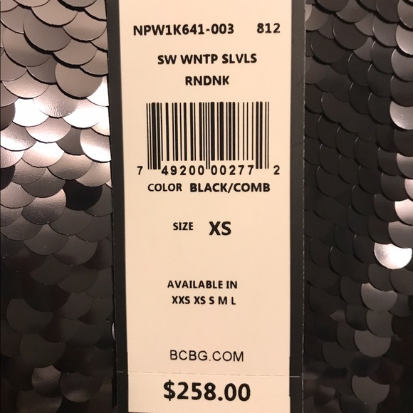 Bcbg maxazaria brand NWT black sequin/sheer top - Picture 3 of 3