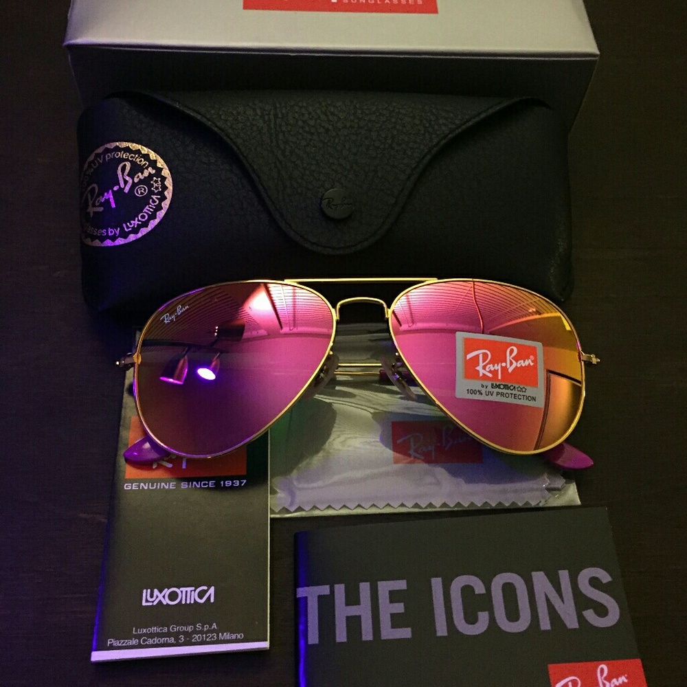 Gold and  pink ray-ban aviator