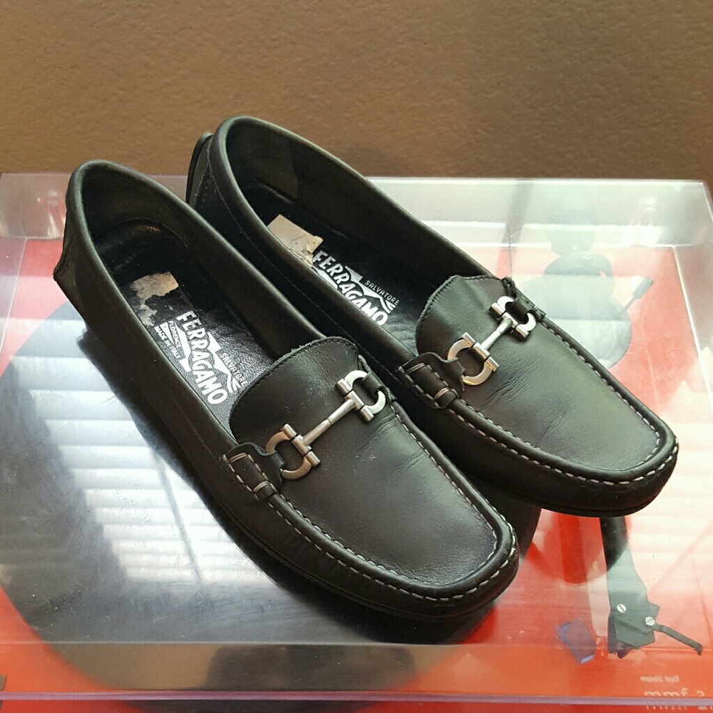 Ferragamo Black Leather Loafers