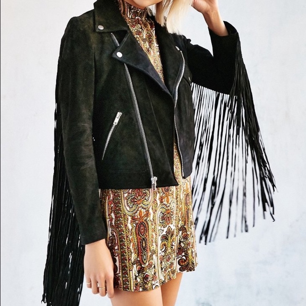 Ecote suede fringe moto jacket