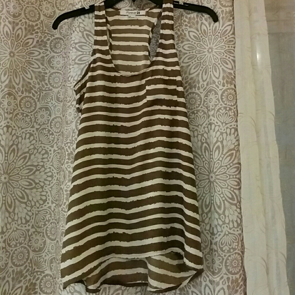 Forever 21 Brown Stripe Tank Top