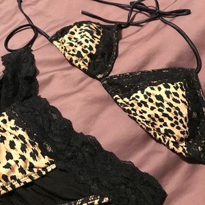 leopard print with black lace bikini