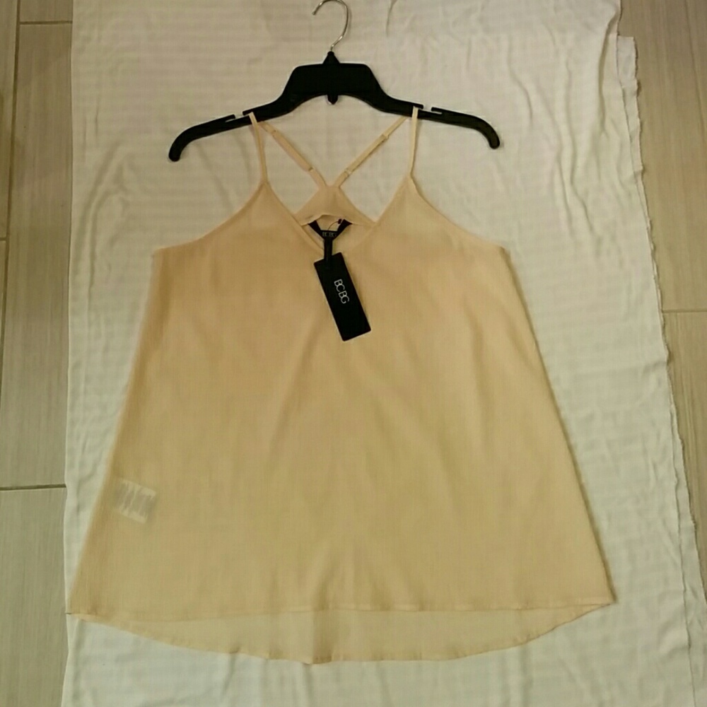 BCBG Sheer Peach Strappy Top