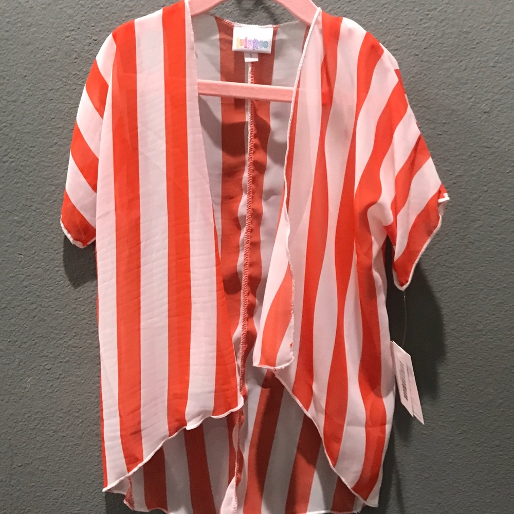 LuLaRoe Orange Striped Kimono / Coverup