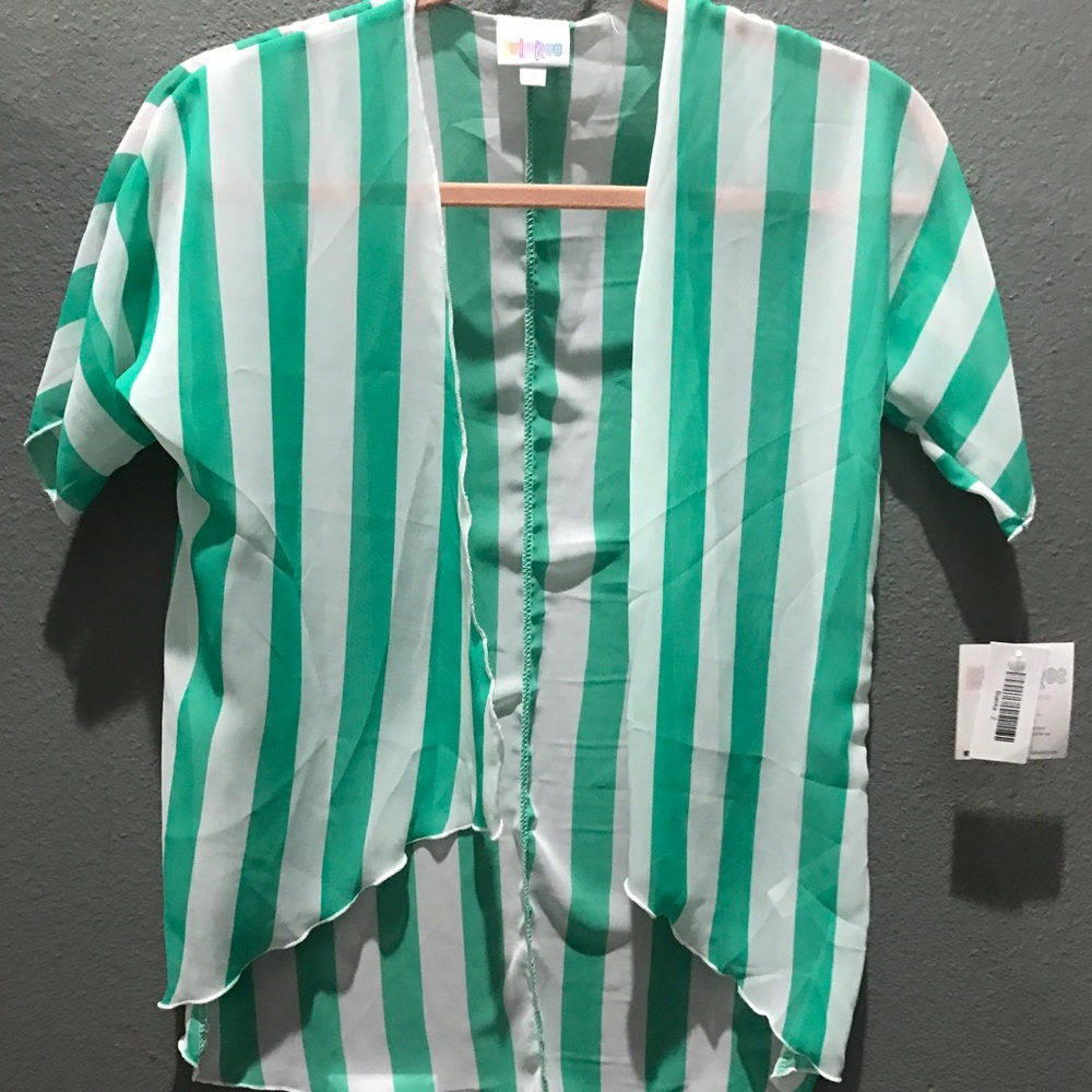 LuLaRoe Teal Striped Kimono / Coverup