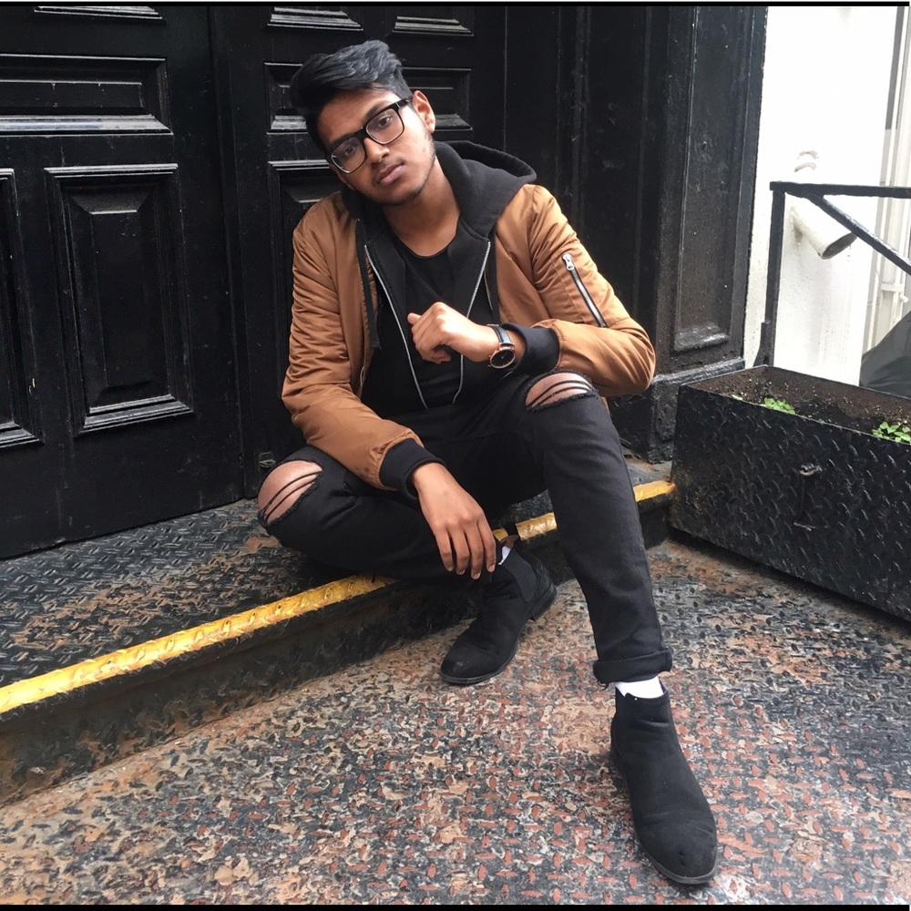 Brown pilot bomber jacket