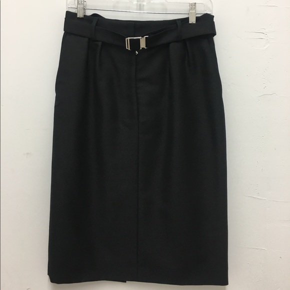 NEW Yves St Laurent YSL Black Pencil Skirt Belt